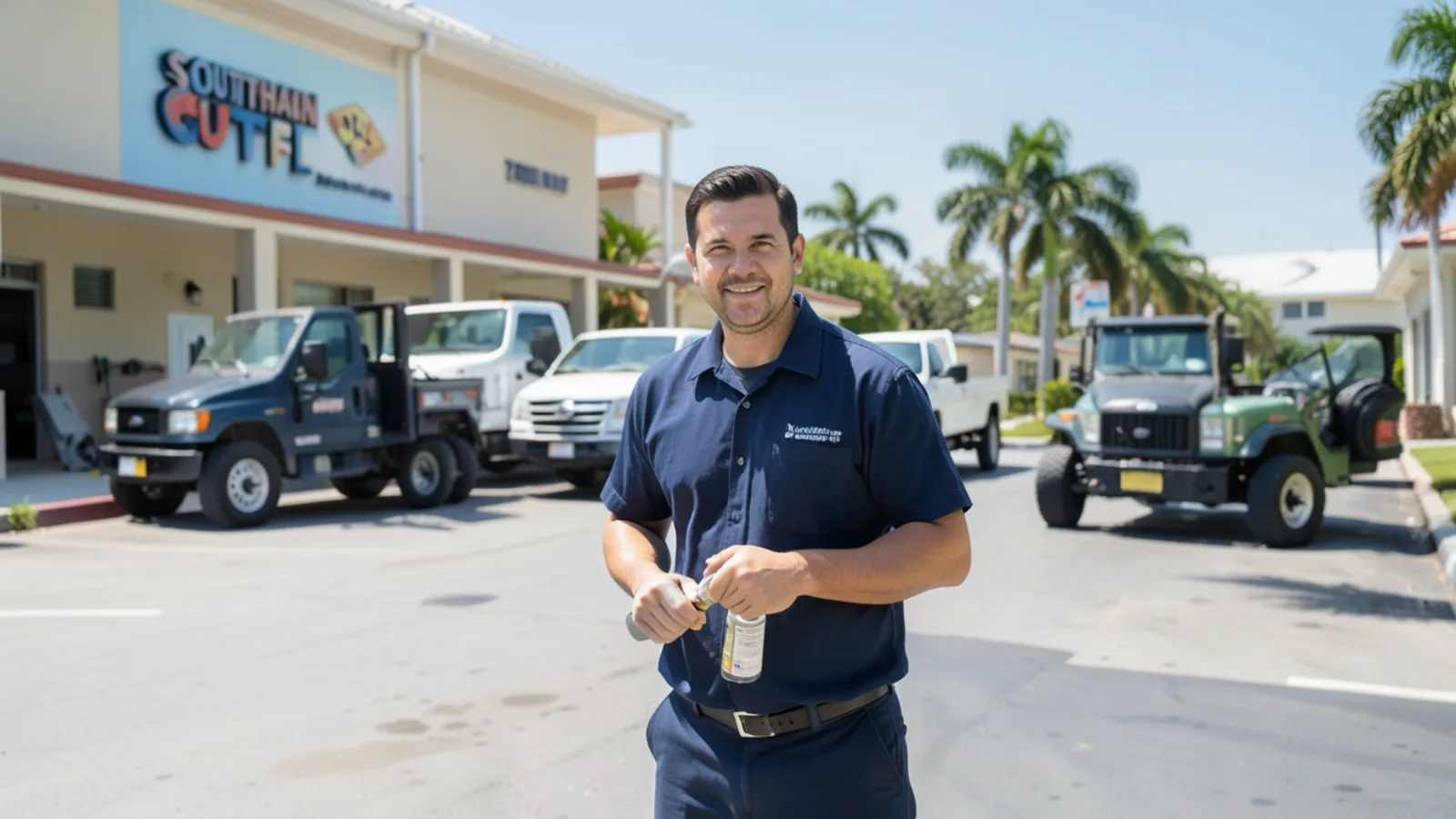 Southern Gutters FL facility and service vehicles at 7800 NW 25th St in Miami, FL