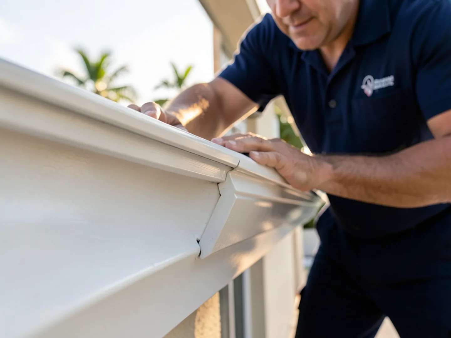 Precision hand-crafted corner miter sealed with waterproof elastomeric compound