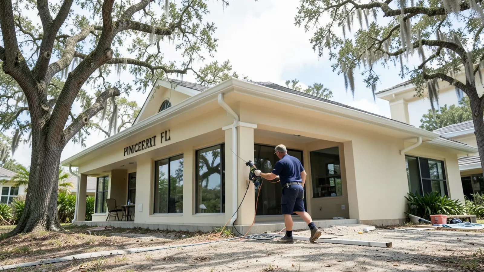 Expansive luxury estate residence in Pinecrest shaded by mature live oaks and palms